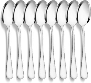 Set Di 8 Cucchiai Da Tavola In Acciaio Inox 18/10 - Colorati E Piatti, Ideali Per Zuppa, Gelato E Frullati