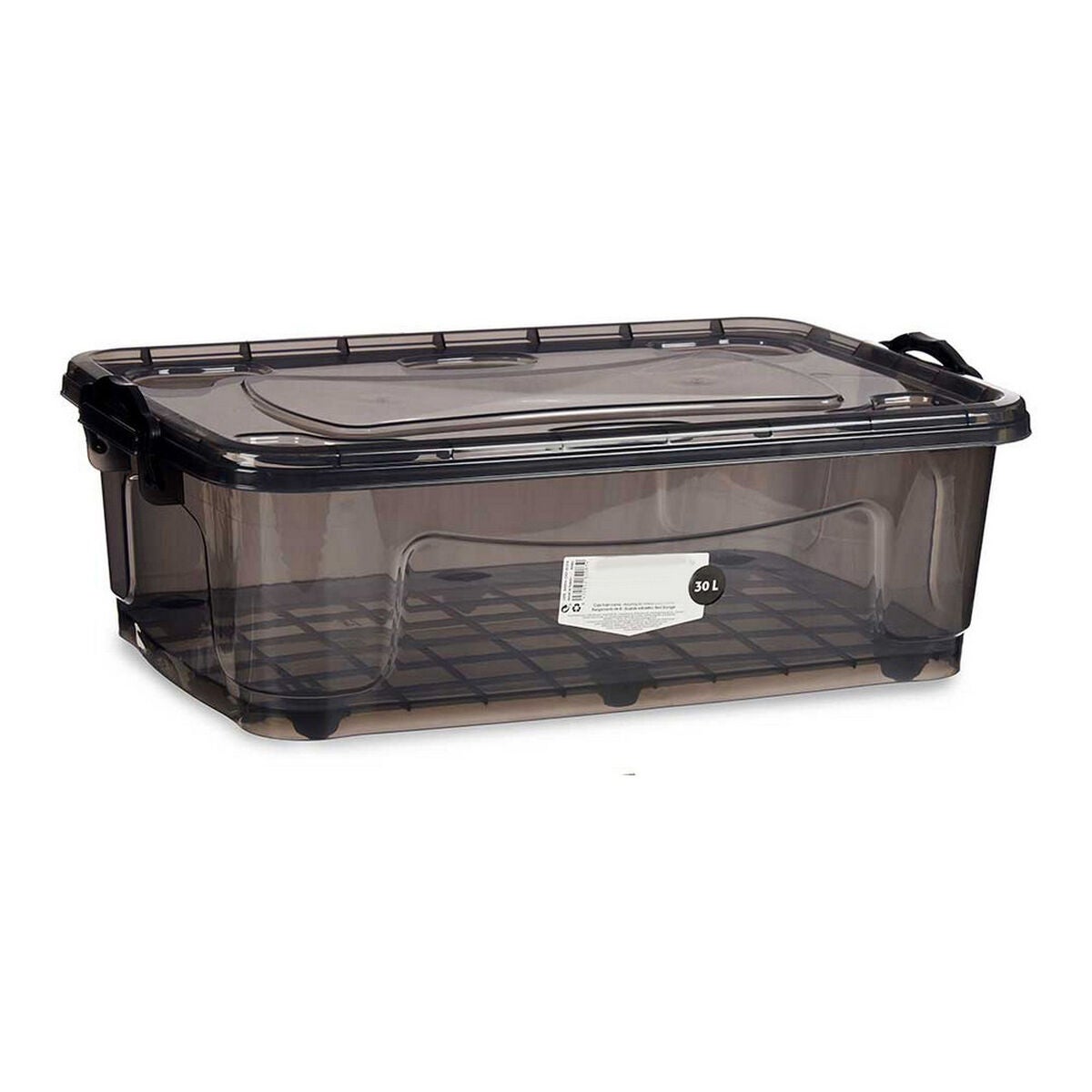 Scatola Portaoggetti In Plastica Con Ruote E Coperchio, 28L, Impilabile, Contenitore Su Ruote Per Giocattoli, Documenti, Bagno, Nero