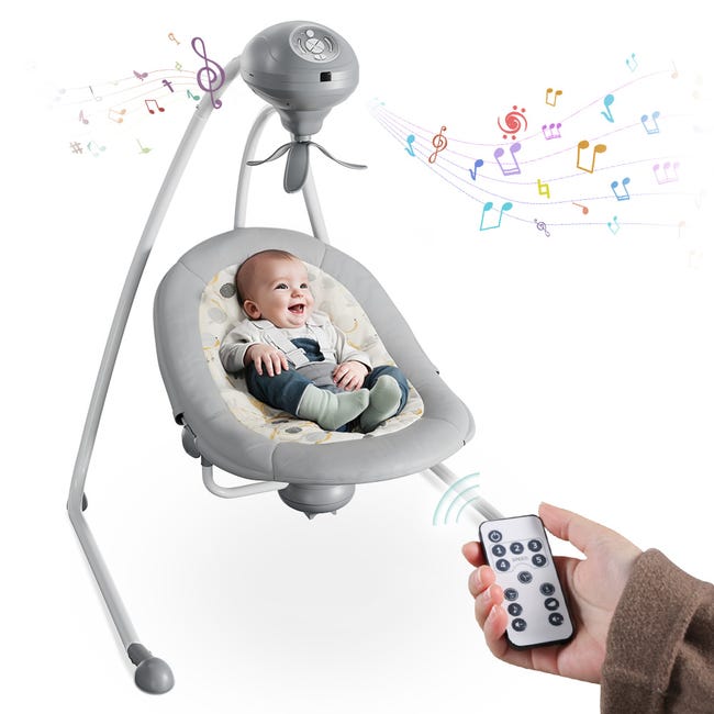 Altalena Elettrica Per Neonati - 5 Velocità, Bluetooth, 12 Ninne Nanne, Telecomando, Per 0-9 Mesi - Foto 9