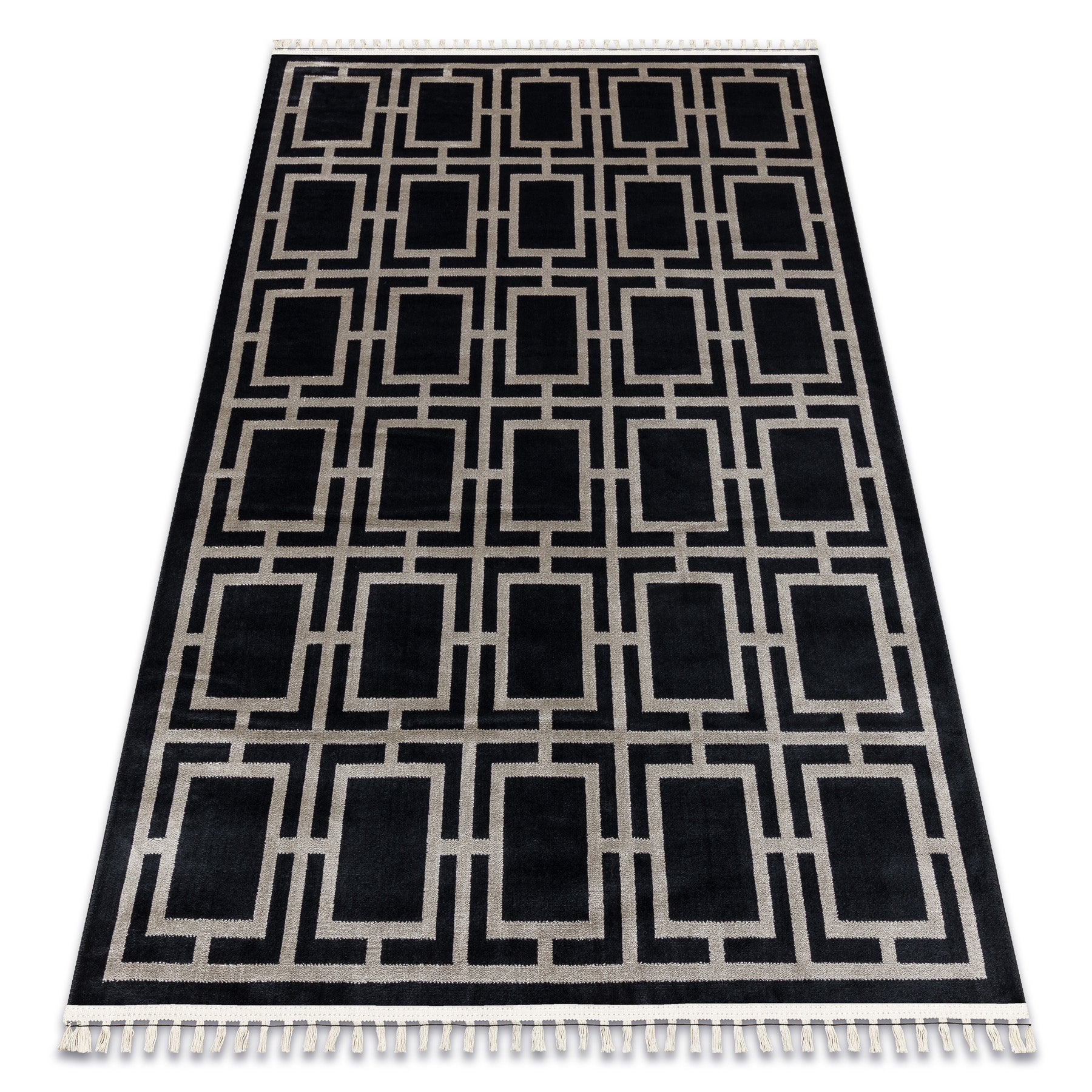 Dywan AMOUR 53078B czarny - Geometryczny, linie nowoczesny, elegancki 118x180 cm