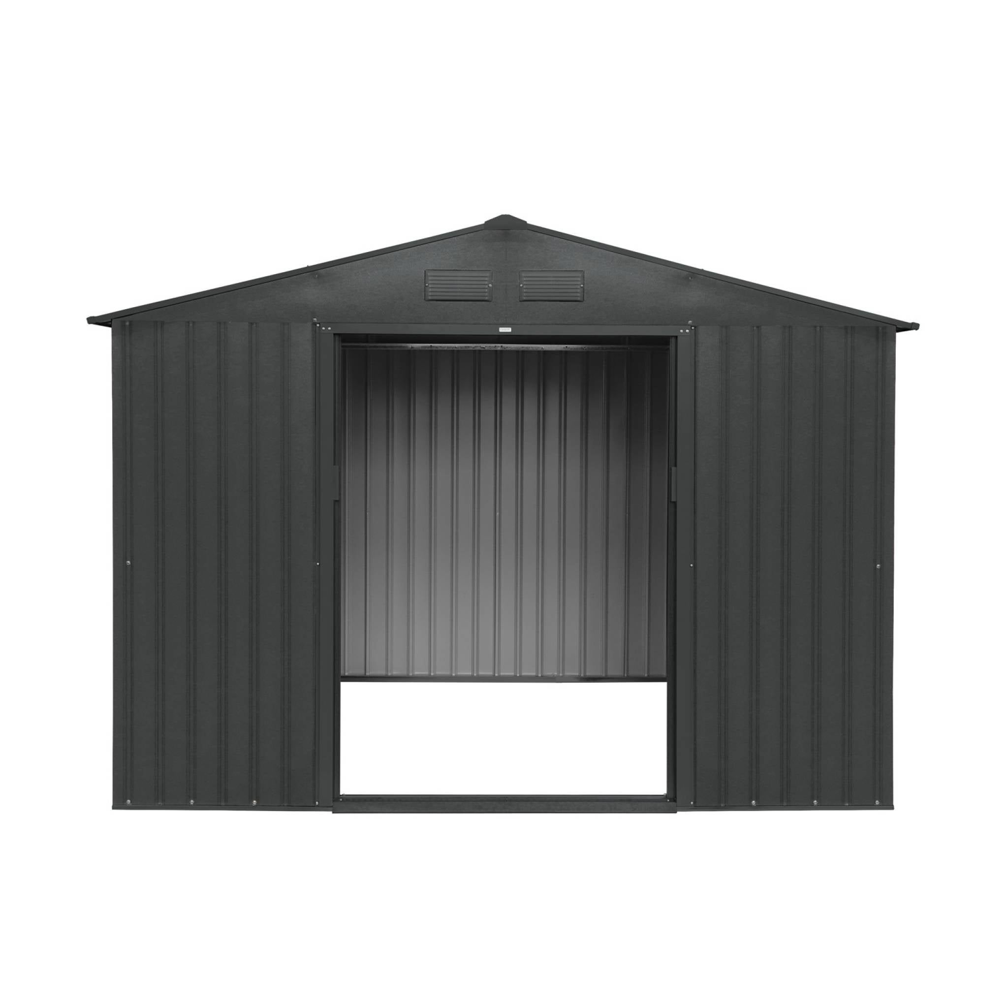 Abri de jardin en métal - FLANDRE 8.84m² gris anthracite - Cabane à outils avec deux grandes portes coulissantes. kit de - 5