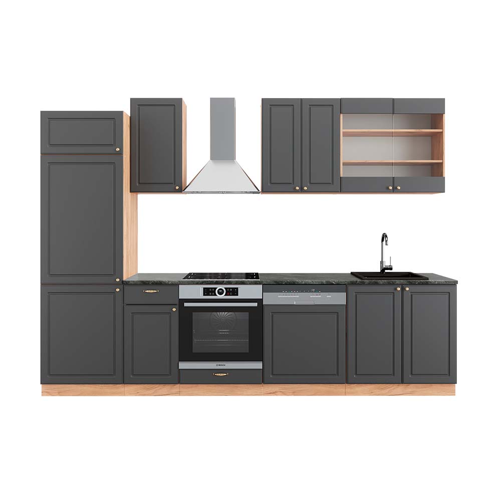 Vicco Aneks kuchenny Fame-Line, Anthracite Country House/Gold Kraft Oak, 300 cm , BP Antracyt