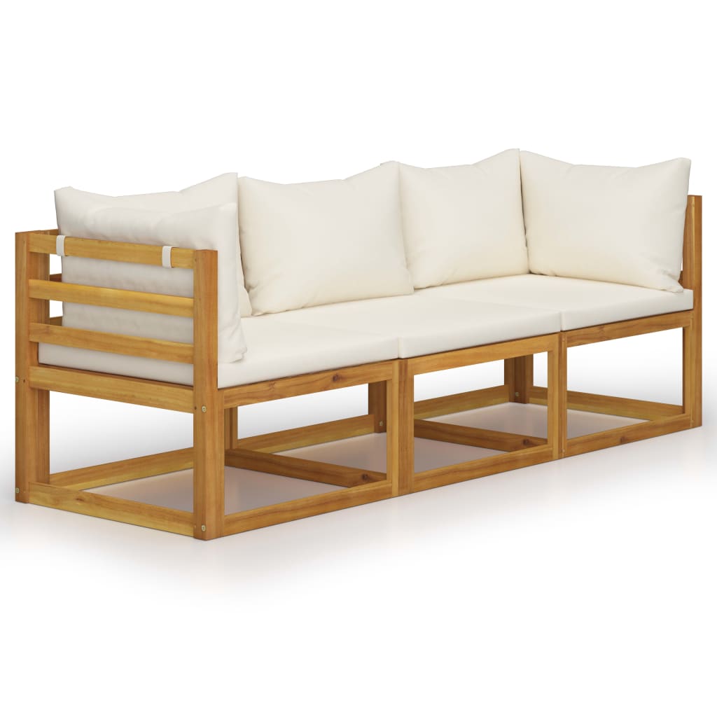 Salon bas de jardin en bois Beige 3 personnes - 2