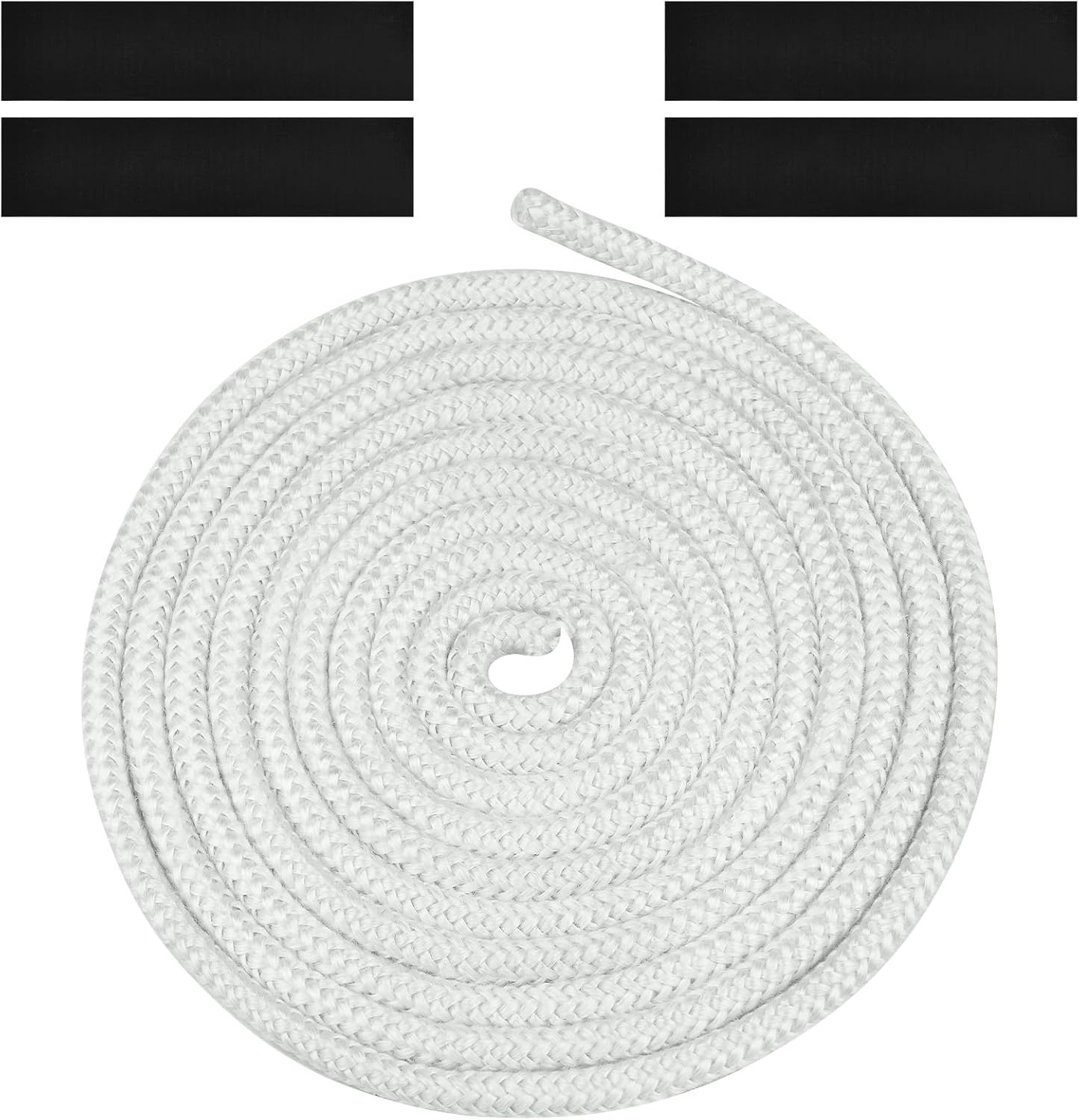 Uszczelka pleciona do wkładu i pieca, 8 mm x 3 m, z włókna szklanego, z 4 taśmami, do pieca opalanego drewnem, kominka, biała