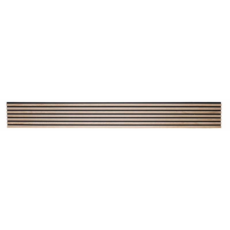 Panneau tasseaux bois 250 x 30 x 1cm - Lamelles chêne clair véritable fond noir - 0,75m² - 3