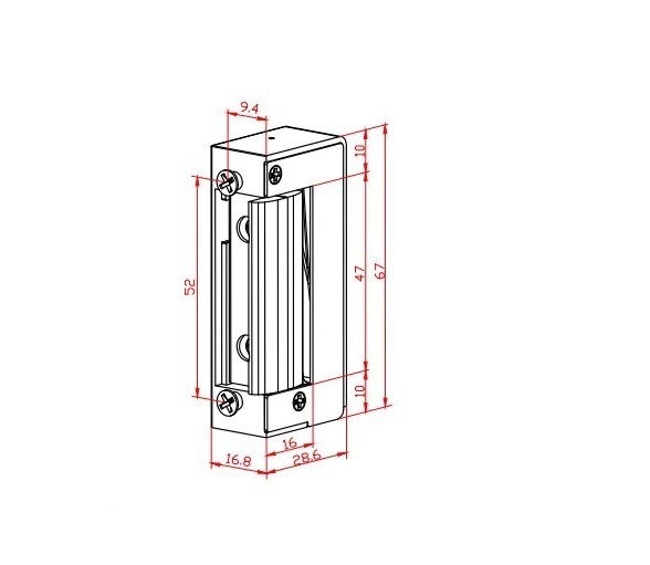 GR10R Gâche électrique encastrée à rupture 12 VDC avec têtière - 2