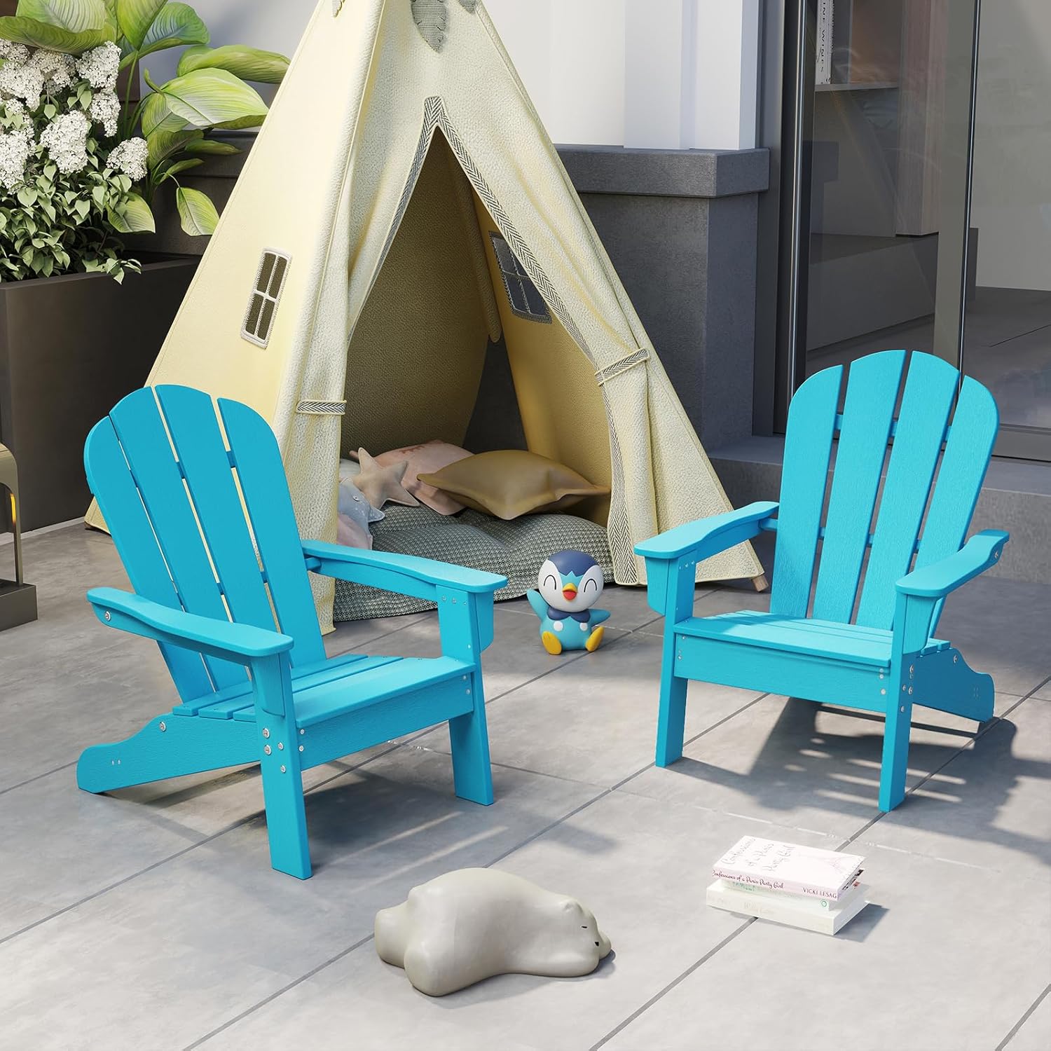 WO Home Furniture Tavolino Adirondack In HDPE Per Esterno – 25,4x35,5x45,7 Cm, Resistente A Intemperie E UV, Turchese