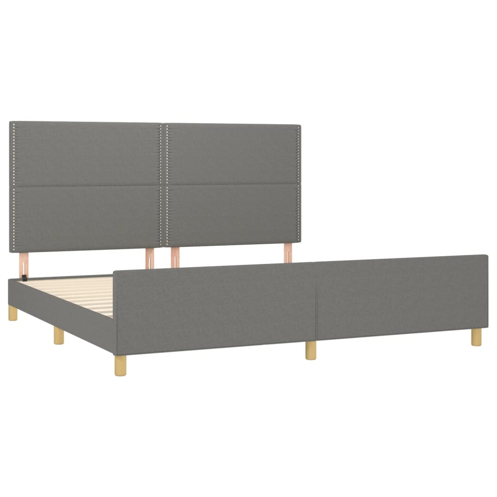 Cadre de lit sans matelas gris foncé 200 x 200 cm tissu - 4