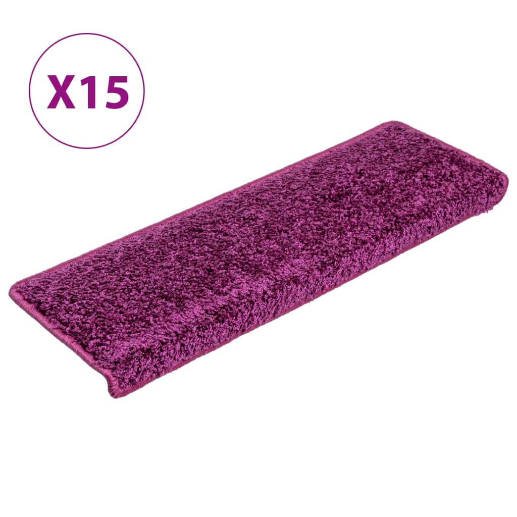Maty na schody 15 szt. 65x21x4 cm Fioletowe prostokątne krawędzie vidaXL