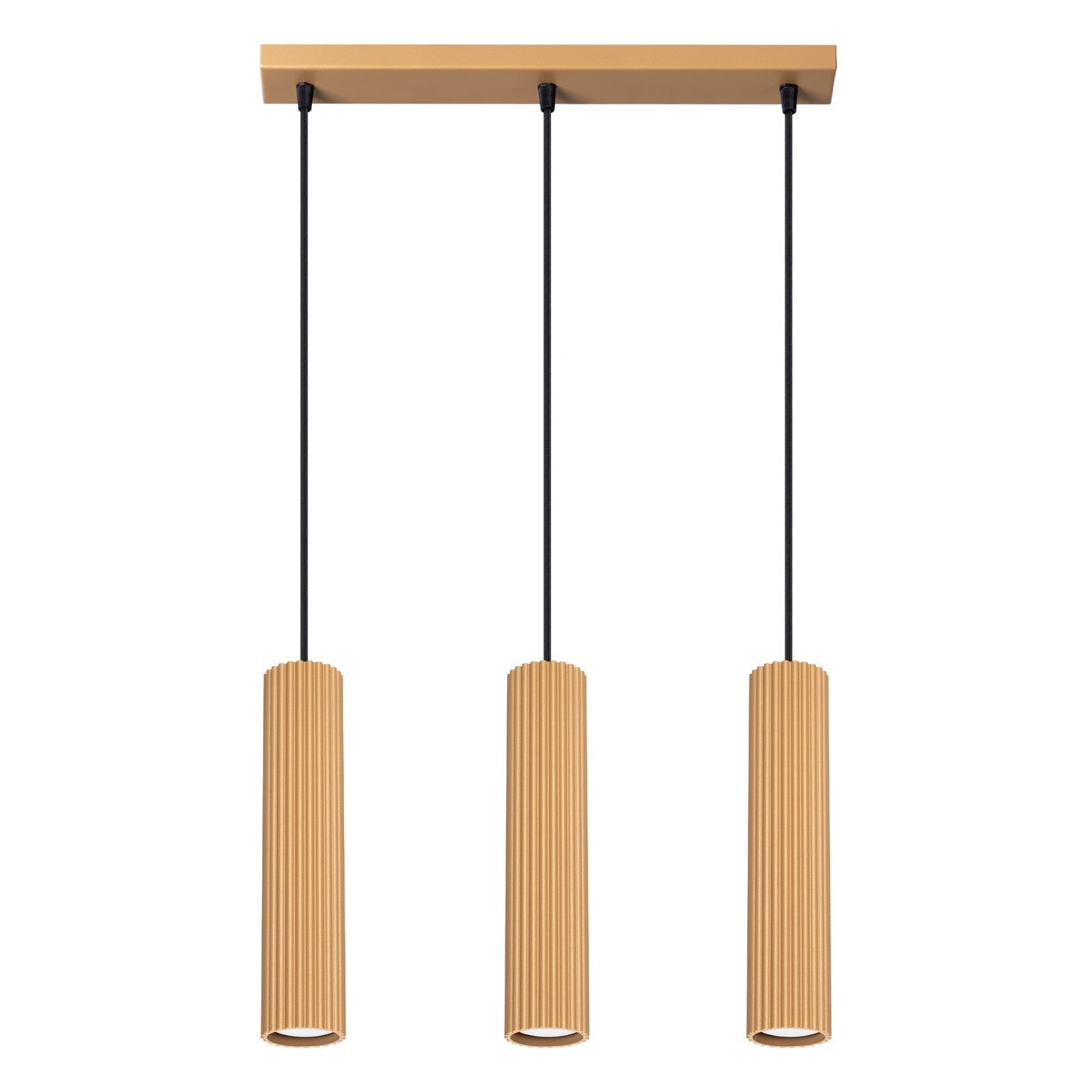 Lampa wisząca Karbon złoto-czarna 3xGU10x10W do kuchni wym: 98 x 45 x 6,5 cm aluminium Sollux Lighting