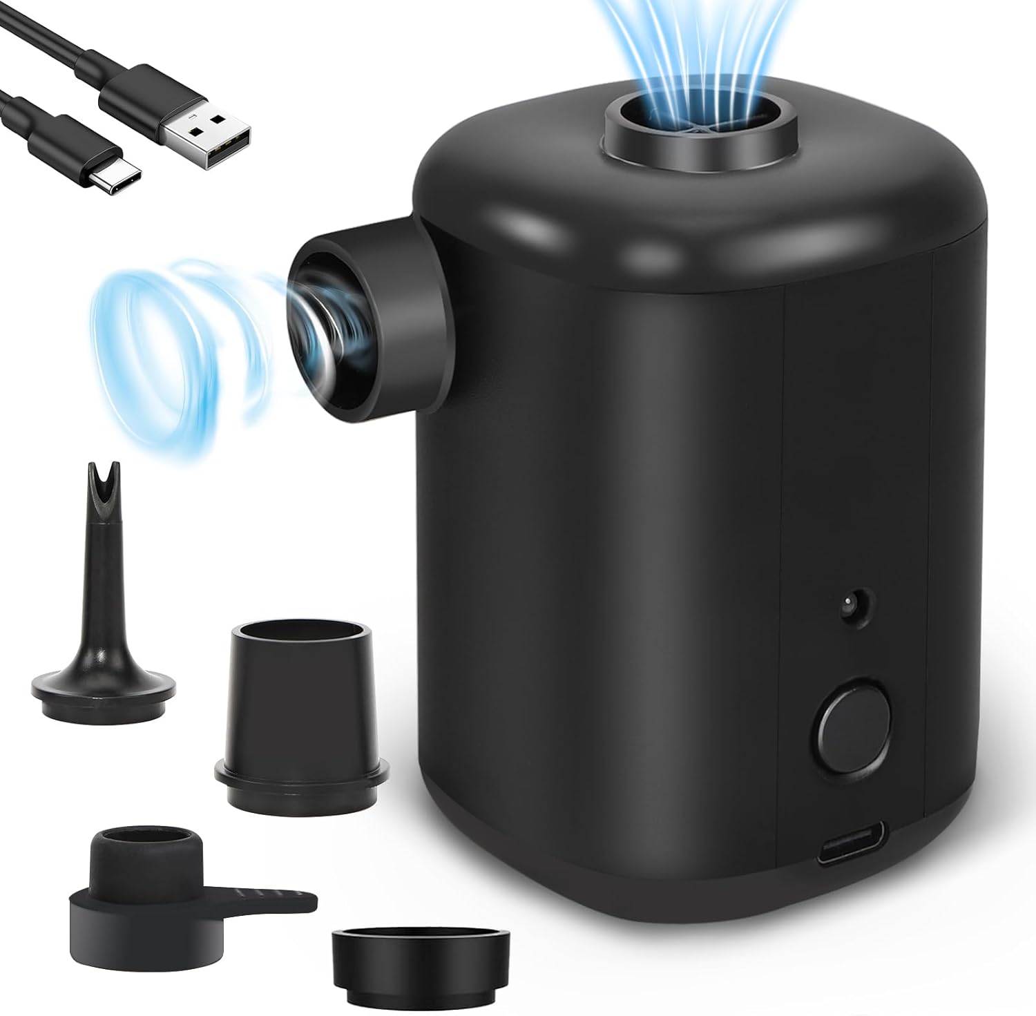 Nadmuchiwana pompka 3000 mAh - mini przenośne urządzenie z 4 dyszami do basenów, łodzi itp.