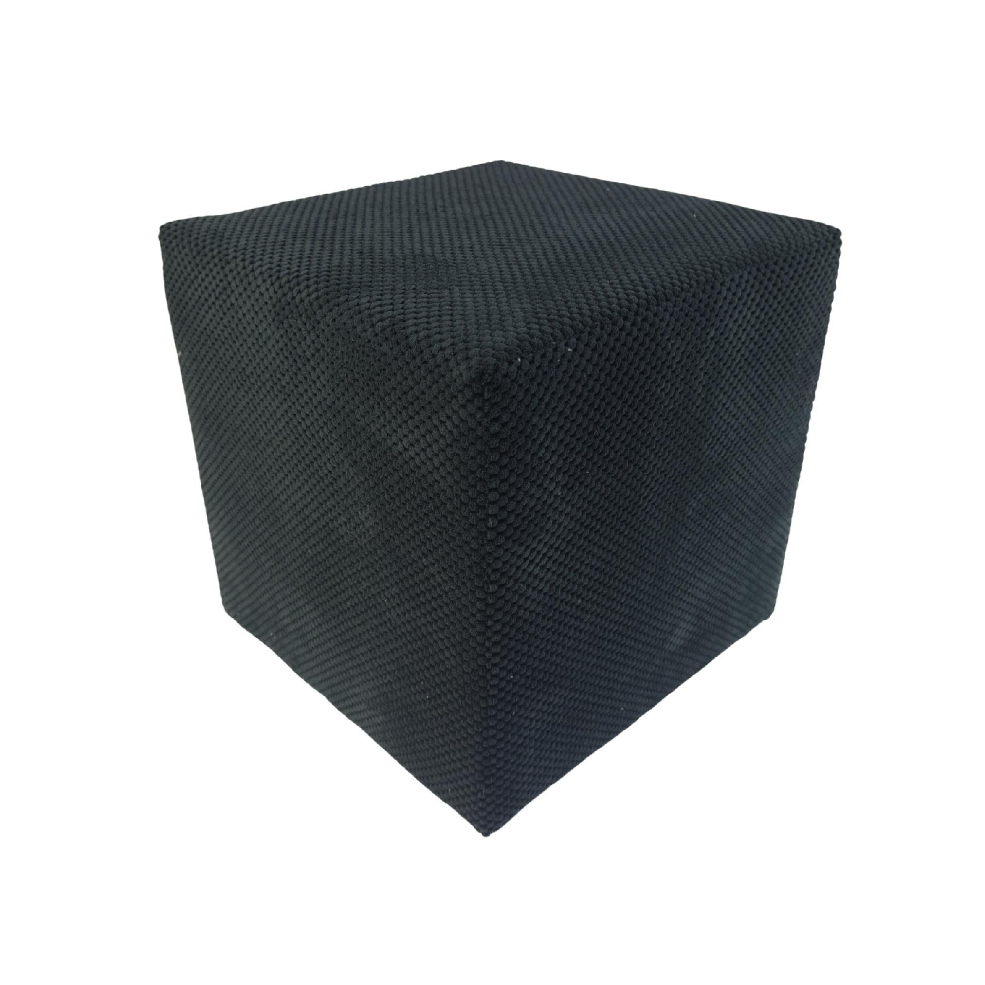 Pufa ZEFIR DOT welurowa 40x40 cm tapicerowana kwadratowa miękka pufa do salonu i sypialni czarna