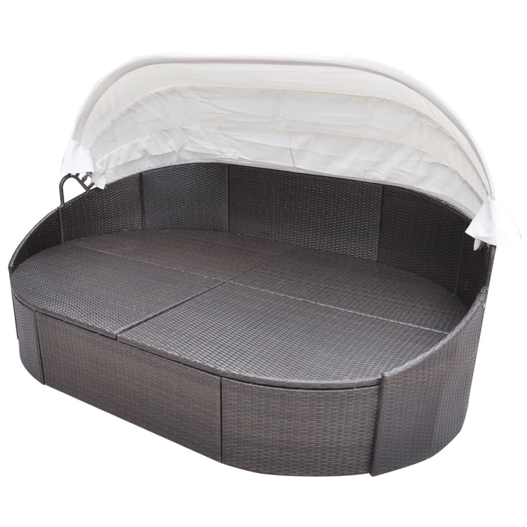 Maison Exclusive - Lettino Prendisole con BaldaccMaison Exclusive - no in Polyrattan Marrone - 3