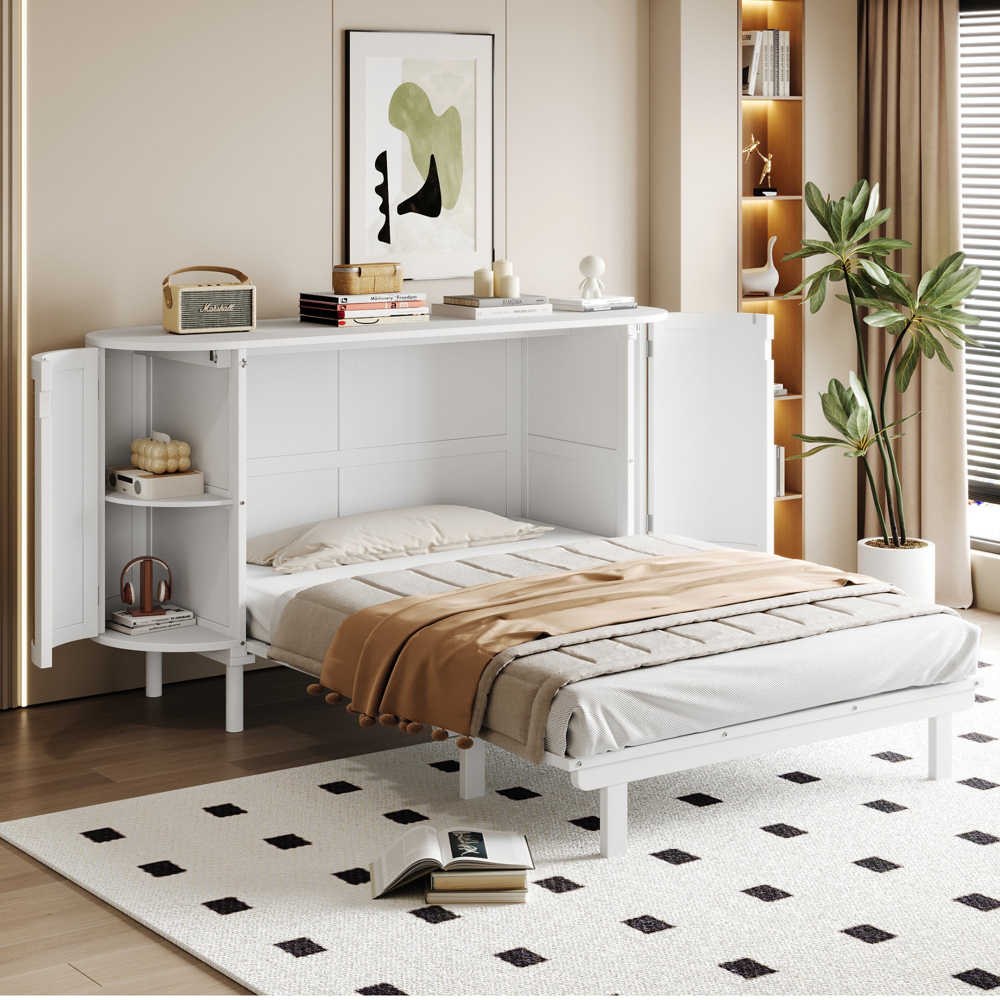 Łóżka piętrowe 2 x 90 x 200 cm ze zjeżdżalnią, barierkami i oknem - sosna + sklejka + płyta MDF - białe (materace nie są wliczone w cenę)