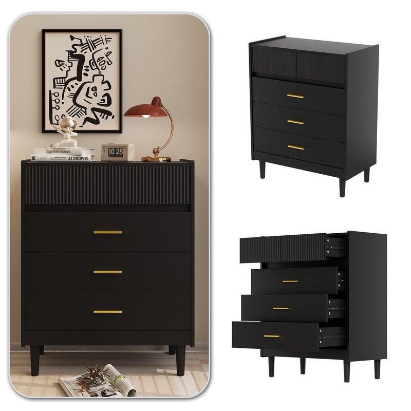HOMAVO Commode 74 x 94 cm – Meuble de rangement moderne avec 5 tiroirs spacieux - 5
