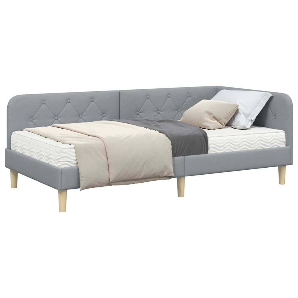 Cadre de lit d'angle Gris clair 100 x 200 cm tissu - 3