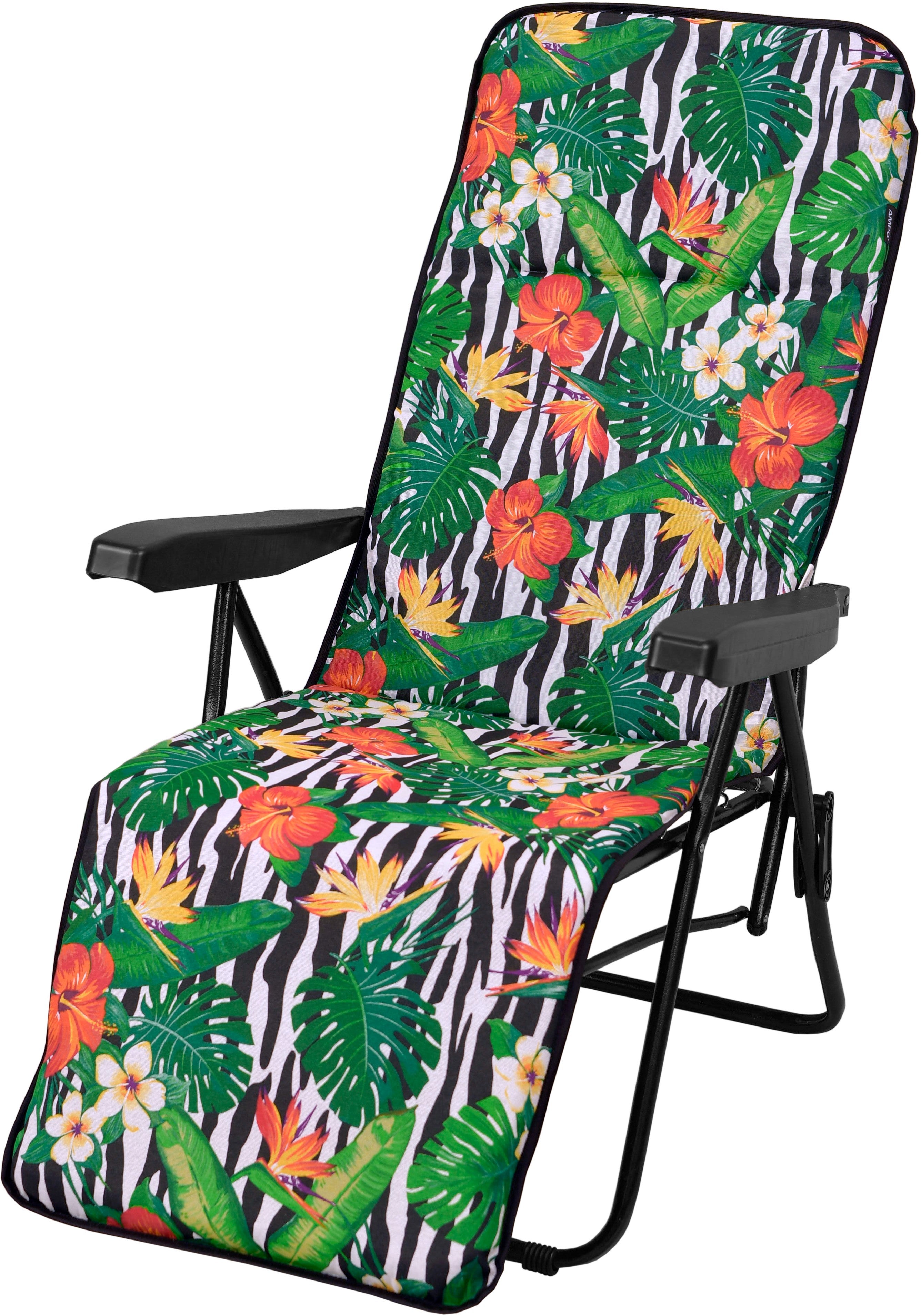 Poduszka na leżak fotel z podnóżkiem AMPO zielony czarny biały 1 szt.