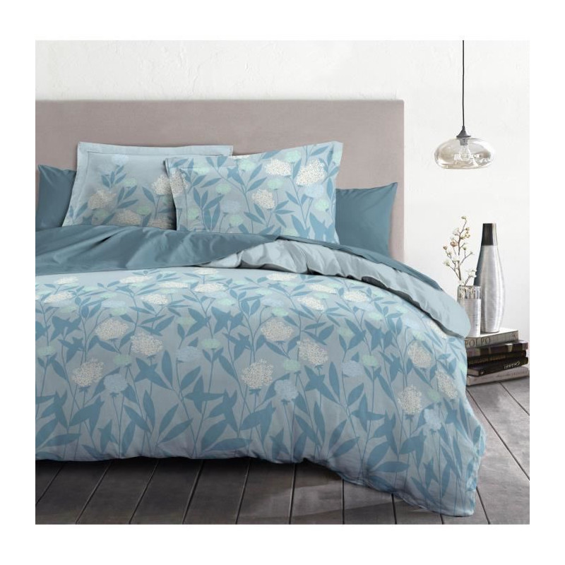 Home linge passion juego de funda nórdica floral storm - 3 piezas - 220 x 240 - 100% algodón 57 hilos - azul