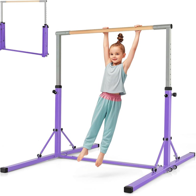 Stalowa Drążek Gimnastyczny, Regulowana Szerokość/Wysokość, Obciążenie 100-120 kg, Drążek Gimnastyczny dla Dzieci w Wieku od 6 do 12 Lat