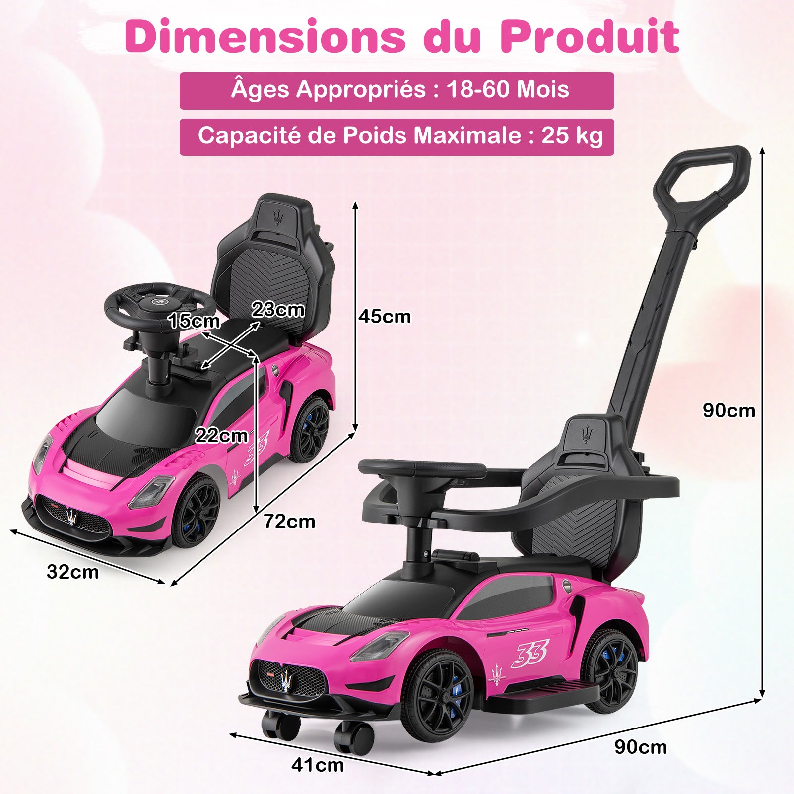 COSTWAY Porteur pour Enfants 12-36 Mois Voiture de Pompiers avec Espace de Rangement-Sonore et Lumineux - Rouge
