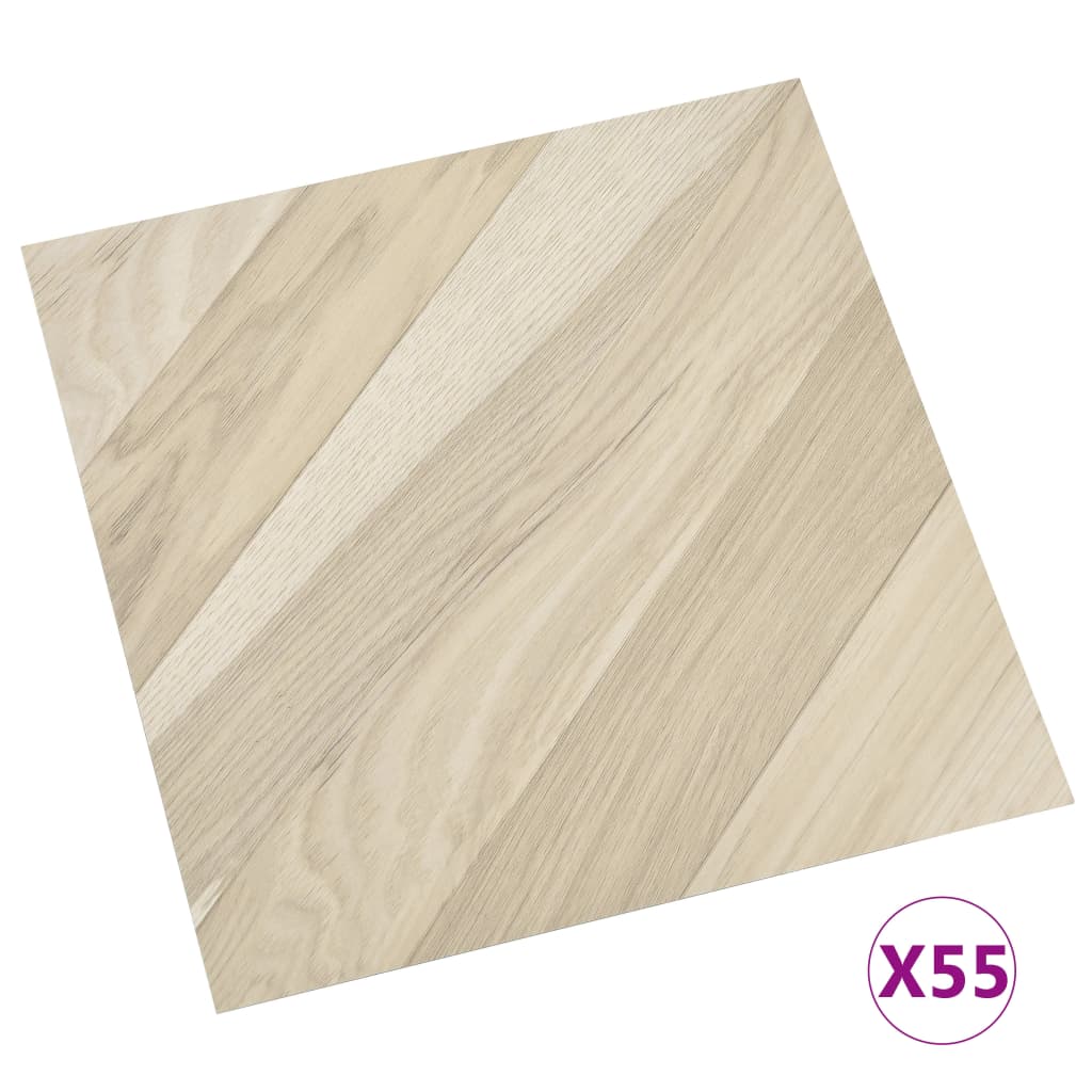 55 piezas lamas para suelo autoadhesivas | tarimas de suelo | tarimas autoadhesivas pvc 5,11 m² beige rayas cfw14856