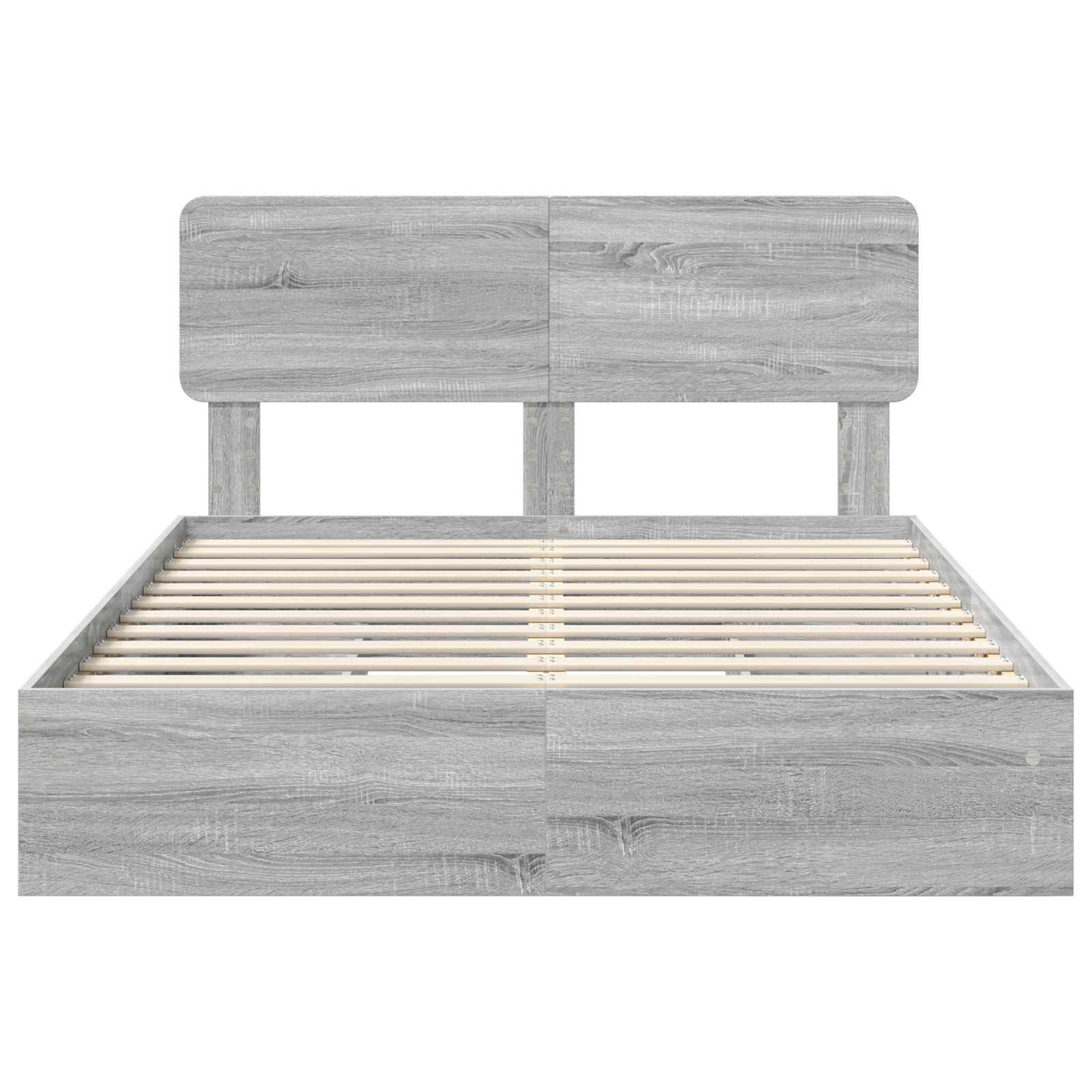 Lit avec rangement, panneau de bois, gris, pour la chambre, 140 × 200 cm - 8