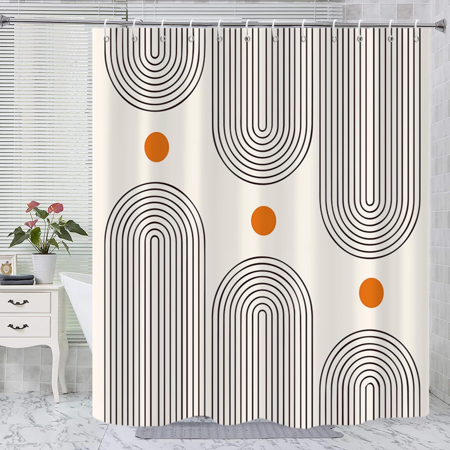 Zasłona Prysznicowa w Stylu Boho - Wodoodporna i Odporna na Pleśń - 180x180 cm - Poliester z Nadrukiem - Można Prać w Pralce - Dekoracja