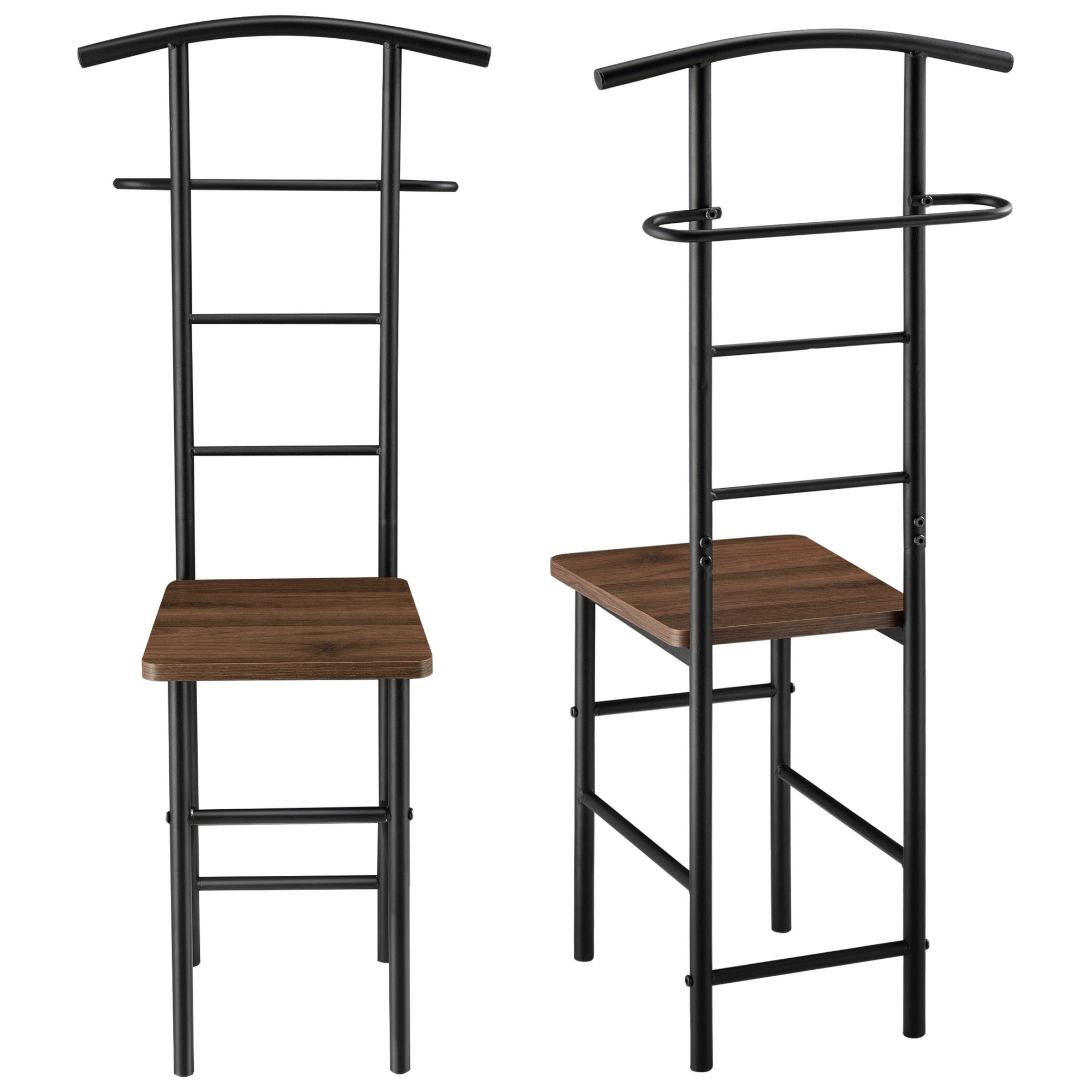 Valet de Chambre Anaheim Métal MDF Noir Effet Noyer [en.casa] - 3