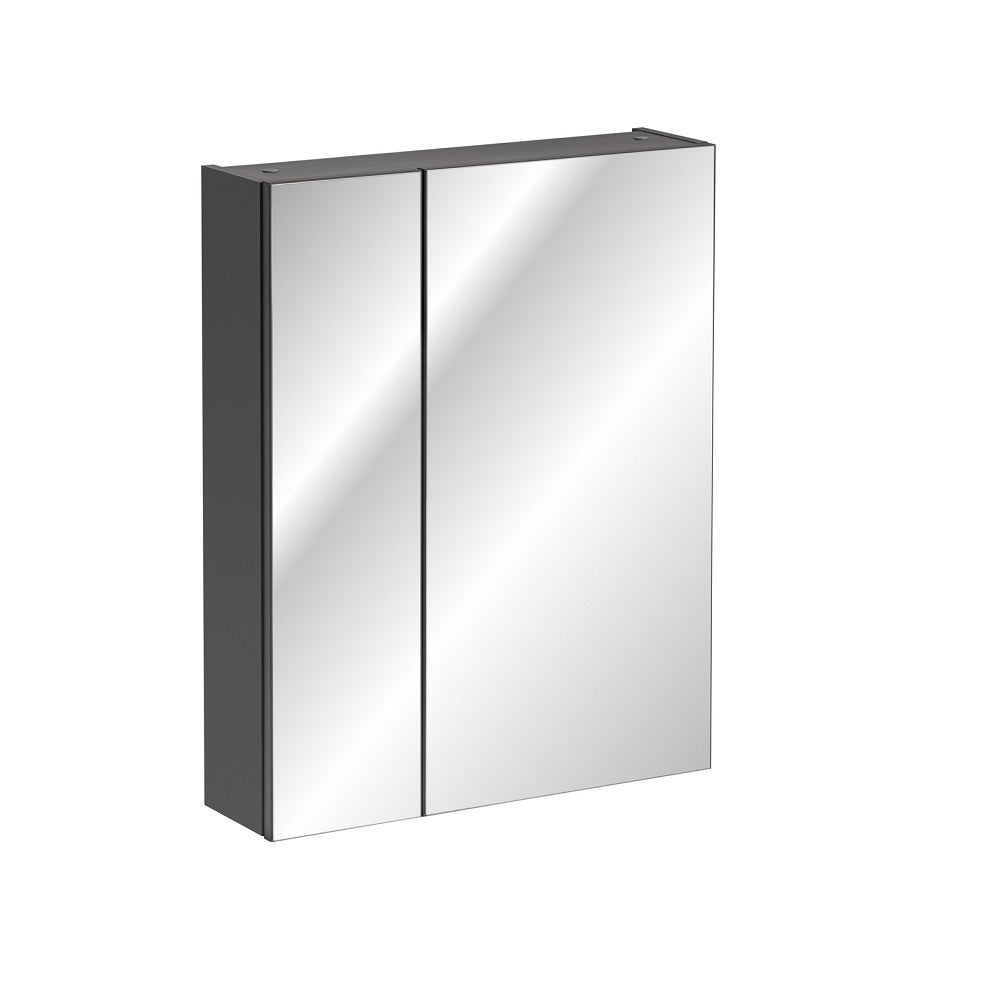 Armoire De Salle De Bain Avec Miroir Murale Gris Diamant L60 H75 