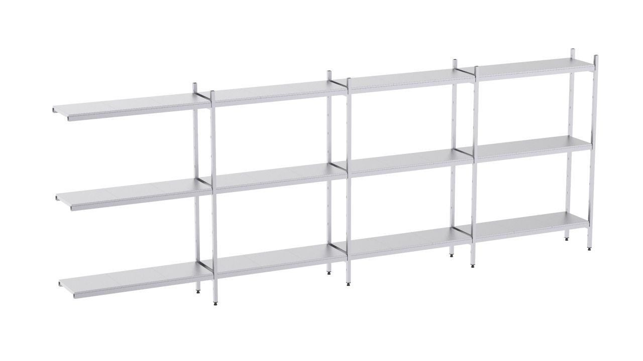 Rayonnage en acier inoxydable d'angle 930x500 perf. 3 niveaux- DISTFORM - KIT02934