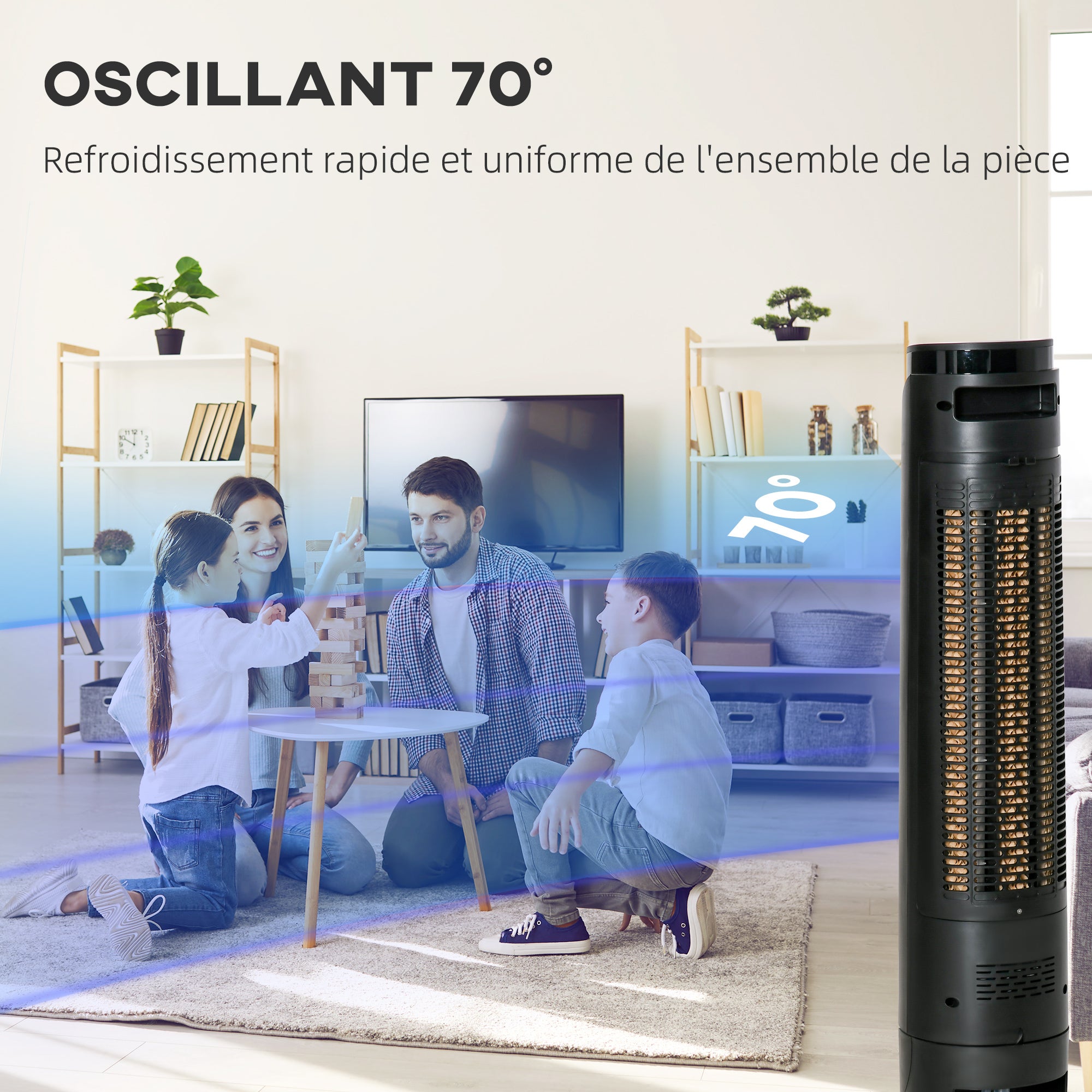 Ventilateur colonne tour rafraichisseur d'air 2 en 1 avec télécommande noir - 7