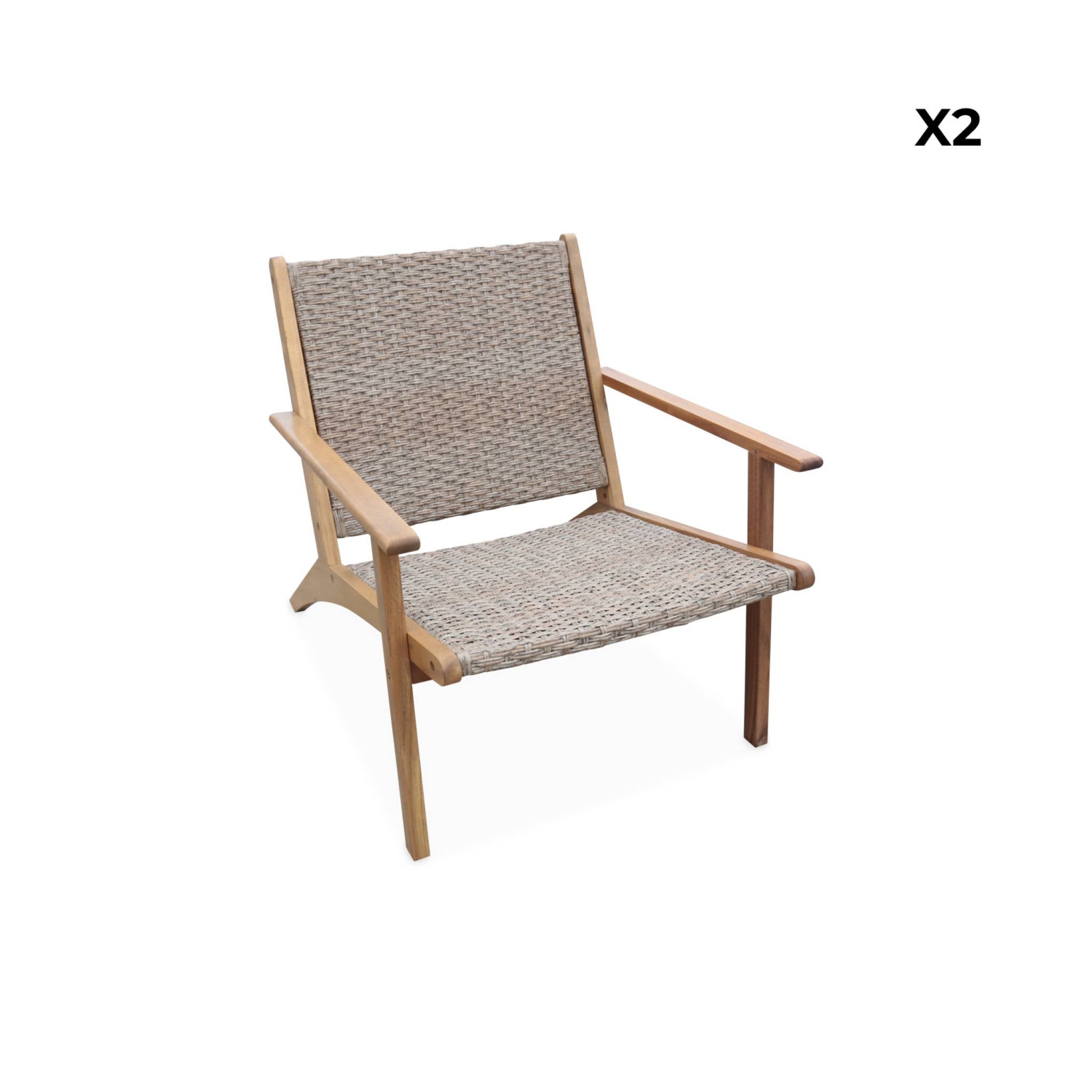 Lot de 2 fauteuils relax en bois et en résine effet paillage BELIZE 62 x 78 x 67 cm BELIZE X2 - 5