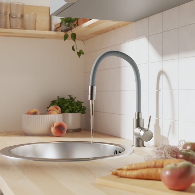 Torneira de cozinha com bico flexível DELINIA Eleki cinzento