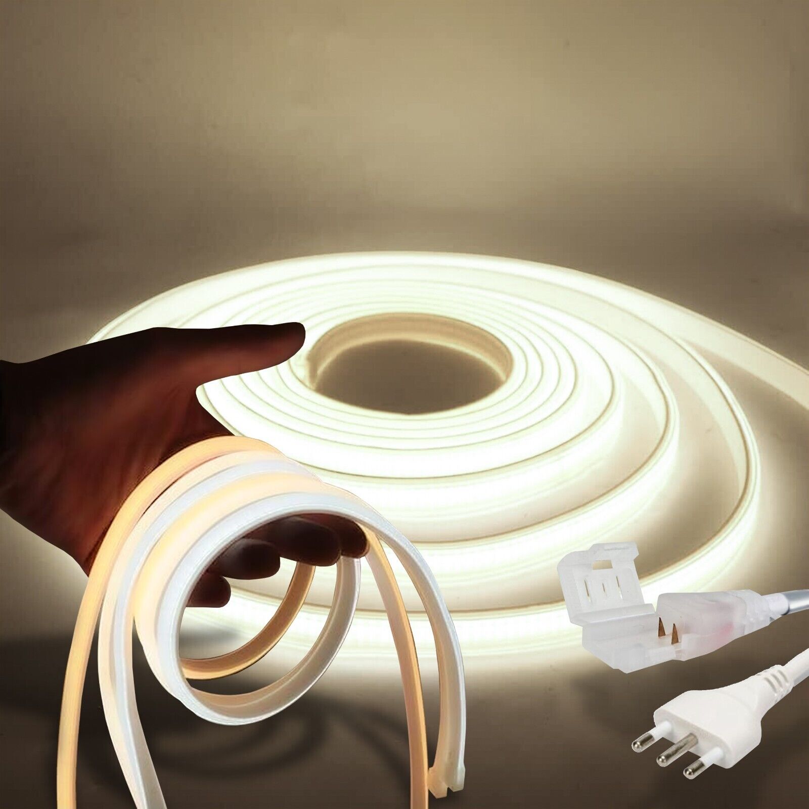 Striscia Led Cob 220V Alta Luminosità 288 Luci al Metro Ip65 Impermeabile Luce Effetto Neon Diverse Misure e Colori Decorazione COB 2MT 4000K - 8