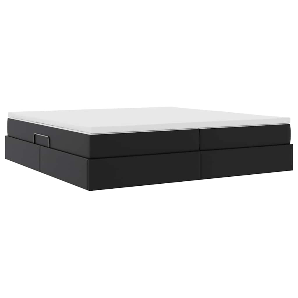 Lit avec rangement et matelas noir 200 x 200 cm similicuir - 5