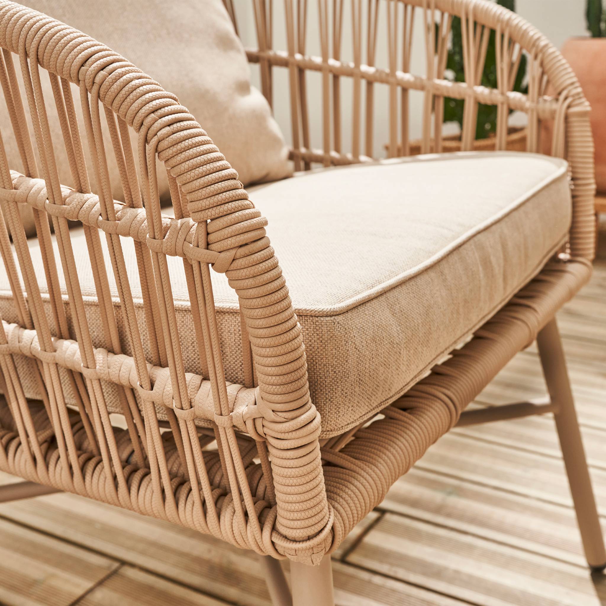 Salon de jardin en Acier Beige 4 personnes - 5