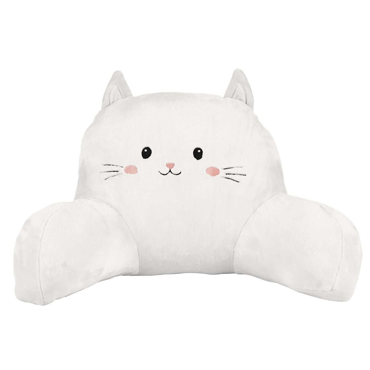 SUNSIDE Coussin de lecture avec motif chat, coussin de dos pour s'asseoir dans le lit, oreiller de repos en mousse à mémoire de forme déchiquetée avec accoudoirs, convient pour la lecture, la