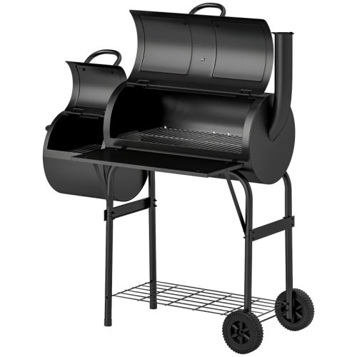Barbecue Fumoir 3 En 1 Au Charbon De Bois - Diamètre 40 Cm, 3 étages - Avec Thermomètre Et Accessoires Inclus - Idéal Jardin - 10