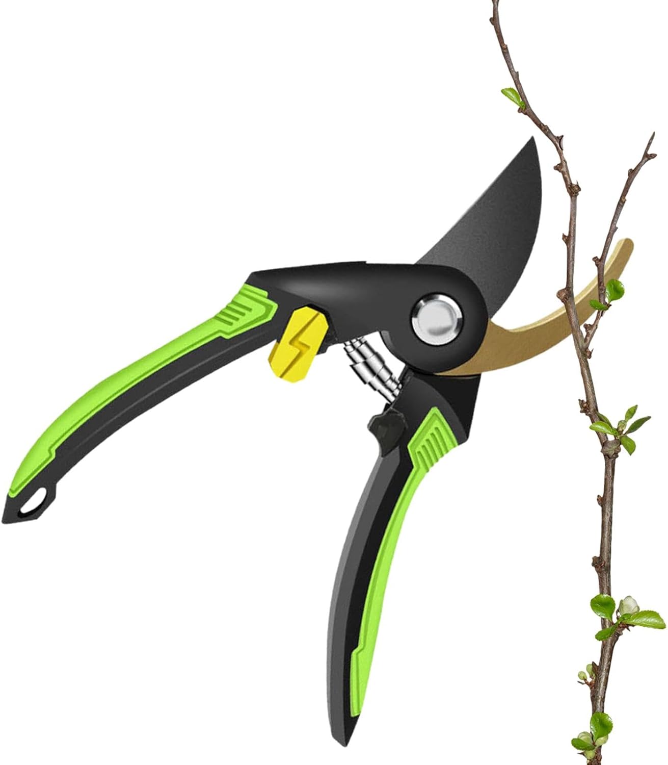 MiKoyi Sécateur De Jardin Professionnel - Lames Acier Inox 3Cr13 45mm, Poignées Bois Frêne