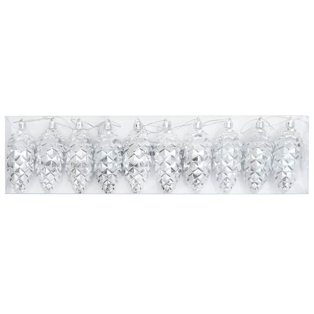Bola de Pinheiro de Natal 40 pcs Prateado Plástico vidaXL - 3