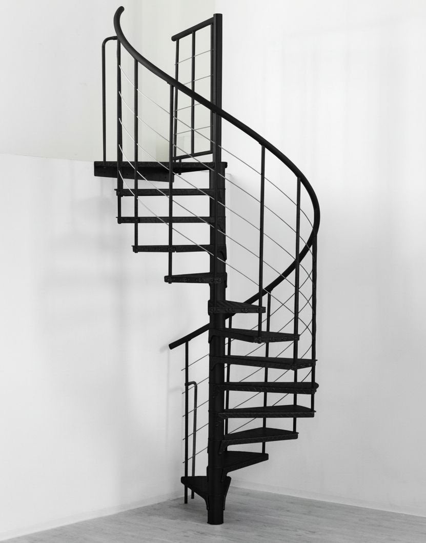 Escalera de caracol exterior| negro|altura máx. 352 cm|ø120cm