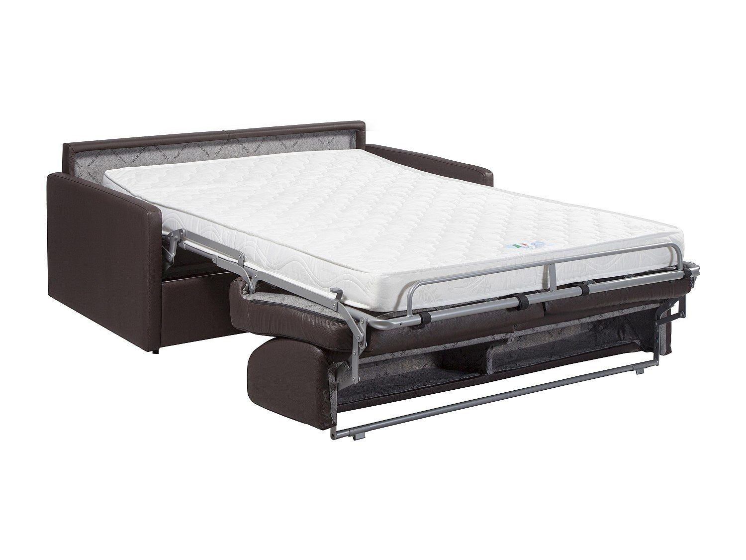 Canapé 3 places convertible express en simili marron - Couchage à lattes larges 140 cm - Matelas 14 cm CALIFE - 3