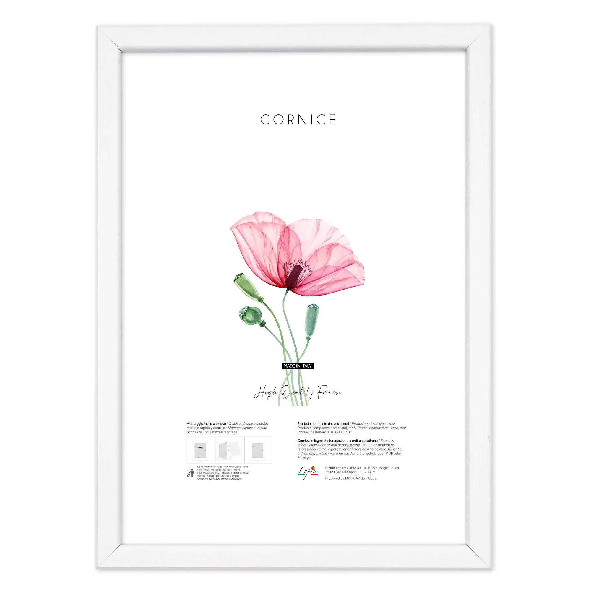 Cornice Portafoto JUNOMI DIN A2 - Legno Nero, Vetro Acrilico, 42x59.4cm, Design Scandinavo - Foto 4