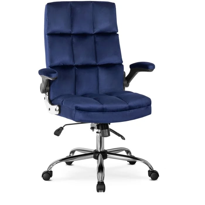 Fotel Biurowy Krzesło Obrotowe Do Biurka Tkanina Granat Wygodny LONDON