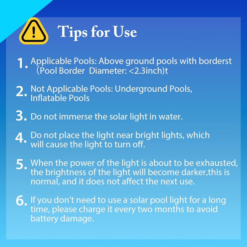 Lot de 6 lampes solaires pour piscines hors sol encadrées, accessoires de piscine étanches - 7