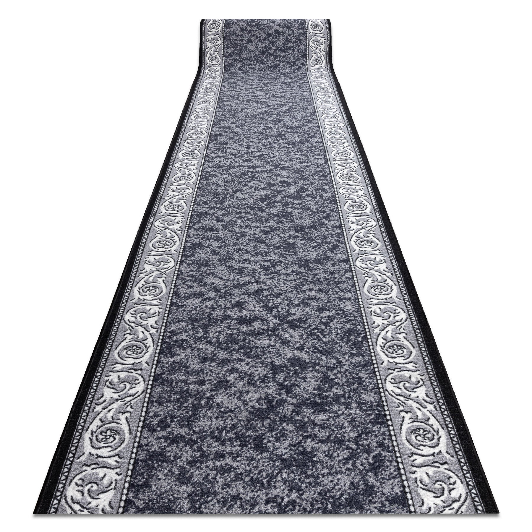 CHODNIK podgumowany ROMANTIC Ornament, antypoślizgowy szary 110cm 110x440 cm