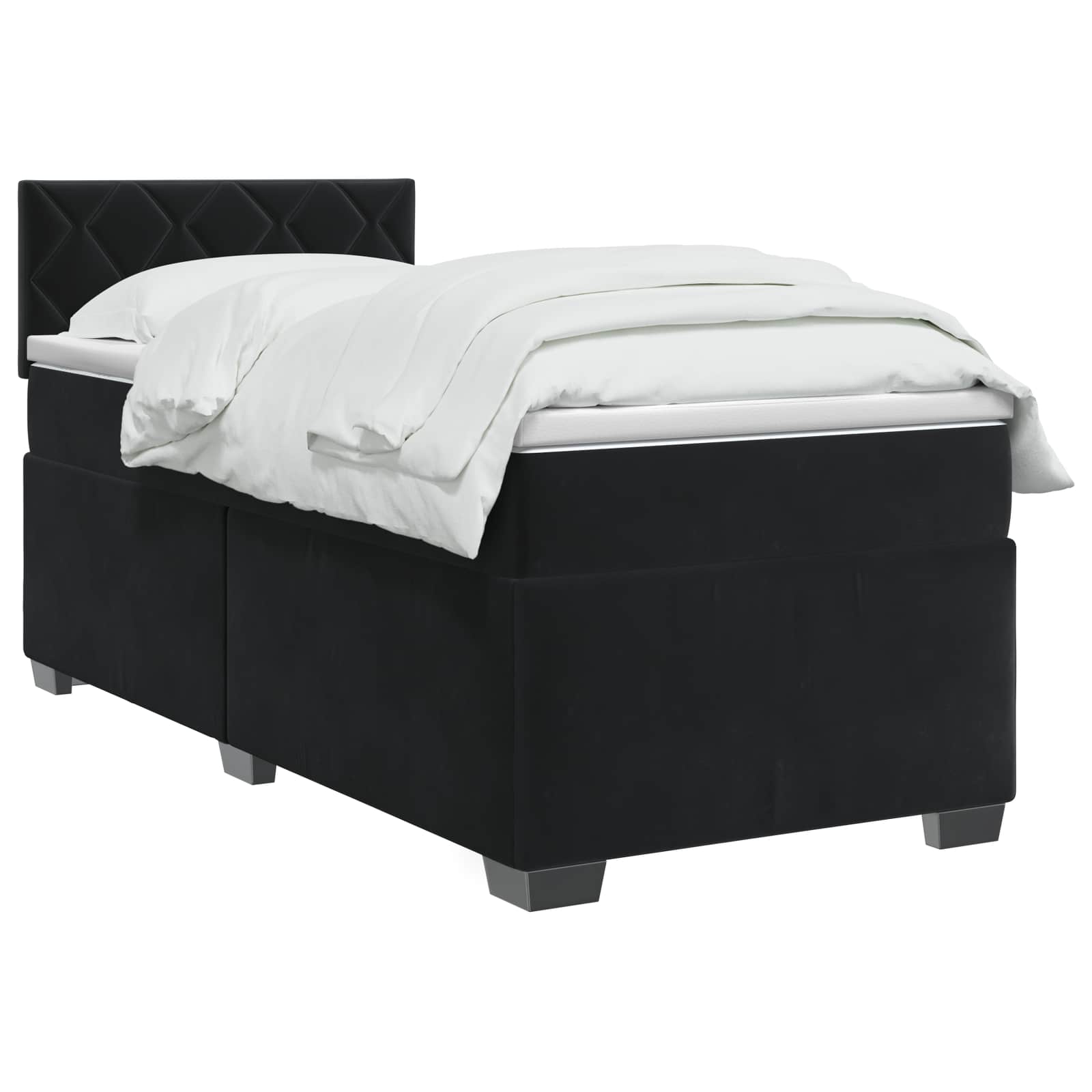 Cama box spring con colchón Negro 100 x 200 cm Terciopelo | Leroy Merlin