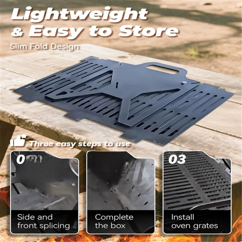 Barbecue pliable et portable (idéal pour le camping et les pique-niques), format compact 40 x 22,5 x 24 cm - 7