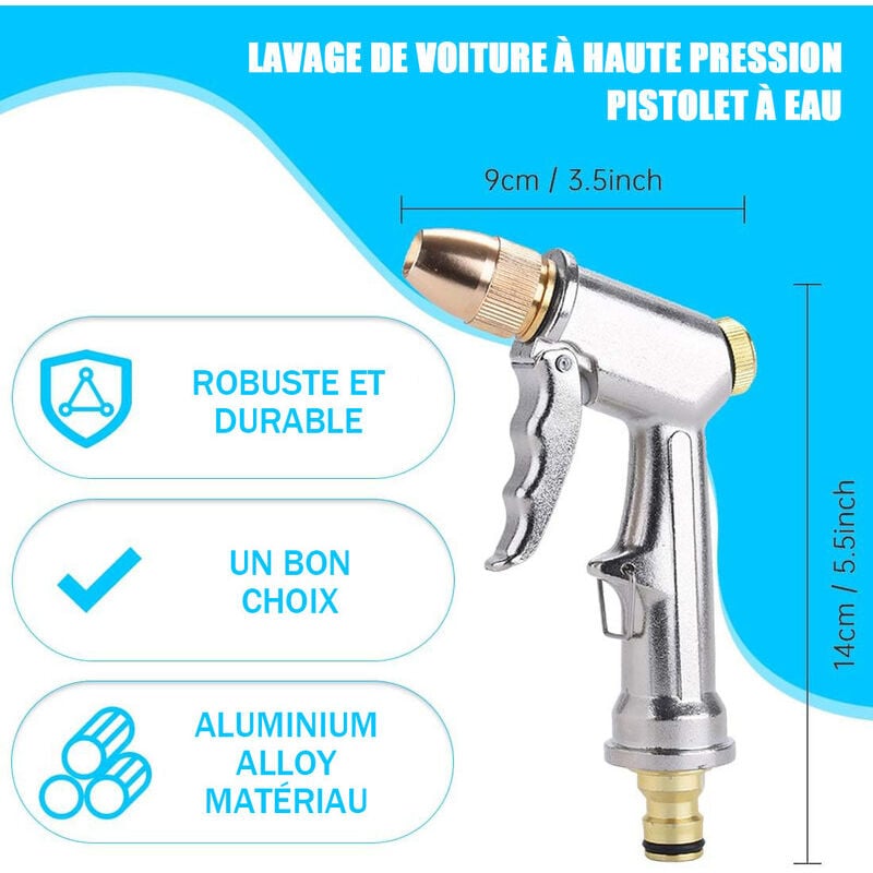 Pistolet D'arrosage Métal, 9 Modes Pistolet Arrosage De Jardin Pistolet Arrosoir Avec Debit Deau Controlable Pour Lavage De Voitures Jardins Plantes Animaux Domestiques Nettoyage De Cour 88693282
