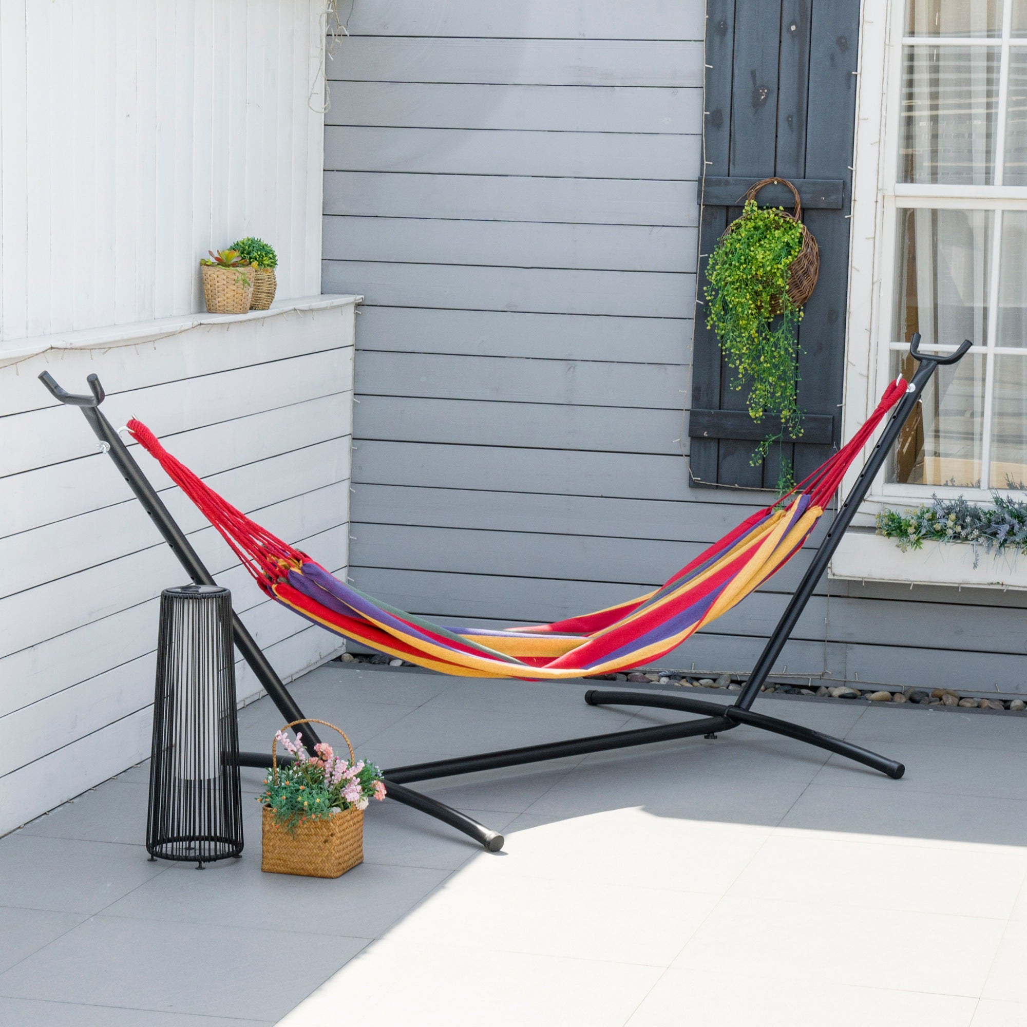 Rede com suporte Outsunny multicolor 285x118x110 cm - 3
